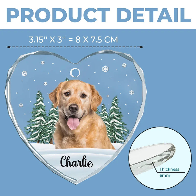 Custom Photo Forever In My Heart - Memorial Personalized Custom Heart Glass Ornament - Sympathy Gift, Christmas Gift For Pet Owners, Pet Lovers