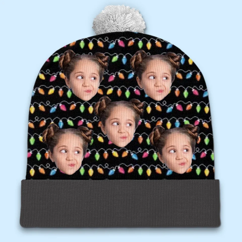 Custom Photo Family Brings Us Peace - Family Personalized Custom Christmas Beanie Hat - Christmas Gift For Family Members