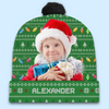 Custom Photo Wherever We Are, Family Is Christmas - Family Personalized Custom Christmas Beanie Hat - Christmas Gift For Family Members