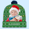 Custom Photo Wherever We Are, Family Is Christmas - Family Personalized Custom Christmas Beanie Hat - Christmas Gift For Family Members