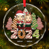 Home Is Where Christmas Begins - Family Personalized Custom Circle Glass Ornament - Christmas Gift For Family Members