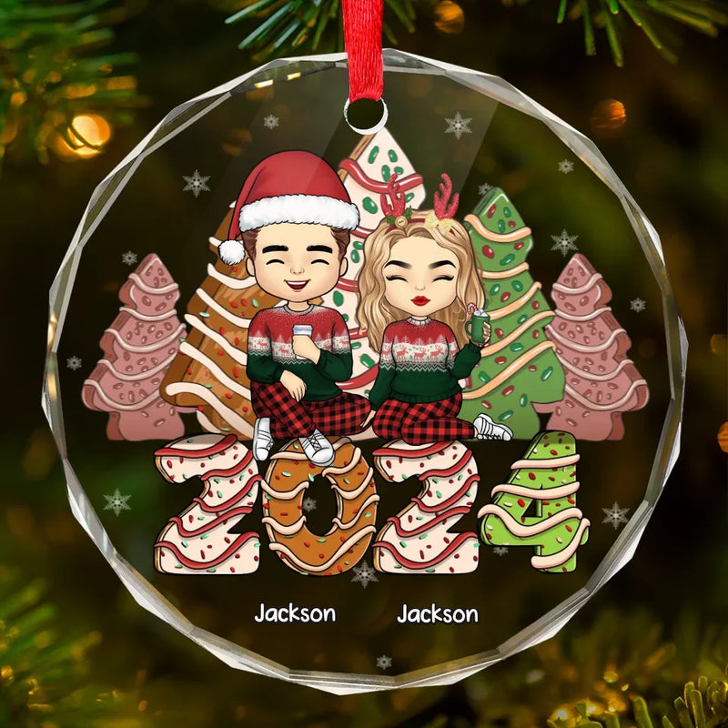 Home Is Where Christmas Begins - Family Personalized Custom Circle Glass Ornament - Christmas Gift For Family Members