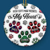 You Left Paw Prints On My Heart - Memorial Personalized Custom 3D Inflated Effect Printed Ornament - Ceramic Round Shaped - Sympathy Gift, Christmas Gift For Pet Owners, Pet Lovers