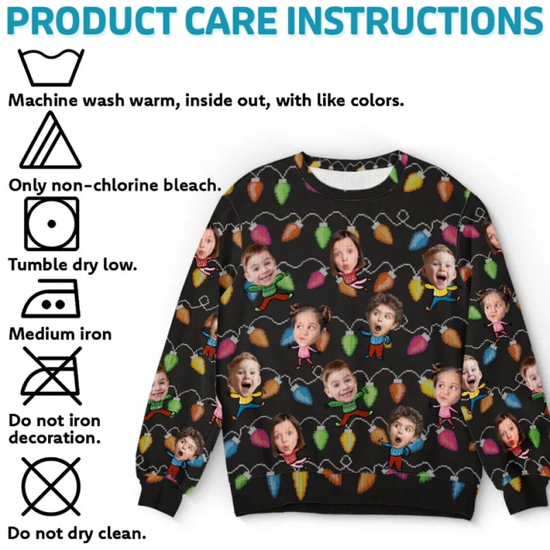 Custom Photo Celebrate The Season With Laughter And Love - Family Personalized Custom Ugly Sweatshirt - Unisex Wool Jumper - Christmas Gift For Family Members