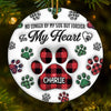 You Left Paw Prints On My Heart - Memorial Personalized Custom 3D Inflated Effect Printed Ornament - Ceramic Round Shaped - Sympathy Gift, Christmas Gift For Pet Owners, Pet Lovers