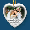 Custom Photo You Are The Joy To My World - Couple Personalized Custom Ornament - Ceramic Heart Shaped - Christmas Gift For Husband Wife, Anniversary, First Christmas