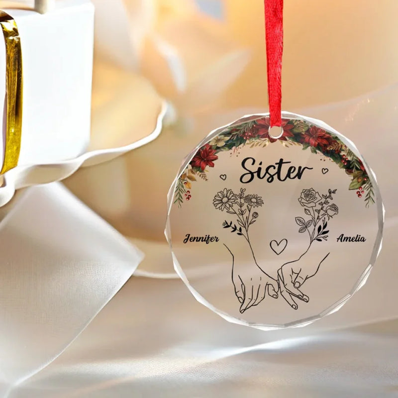 Memories Are Sweeter When Made With A Bestie - Bestie Personalized Custom Circle Glass Ornament - Christmas Gift For Best Friends, BFF, Sisters