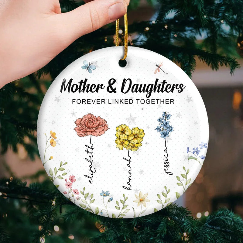 Custom Name Mother Daughter Christmas Gifts - Personalized Ceramic Ornament