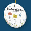 Just As Flowers Bring Color To The Garden, Grandma Bring Joy To Our Hearts - Family Personalized Custom Ornament - Ceramic Round Shaped - Christmas Gift For Grandma