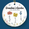 Just As Flowers Bring Color To The Garden, Grandma Bring Joy To Our Hearts - Family Personalized Custom Ornament - Ceramic Round Shaped - Christmas Gift For Grandma