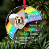 Custom Photo A Piece Of My Heart Is At The Rainbow Bridge - Memorial Personalized Custom Circle Glass Ornament - Sympathy Gift, Christmas Gift For Pet Owners, Pet Lovers