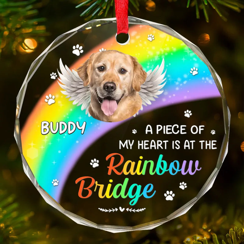 Custom Photo We Crossed The Rainbow Bridge Knowing We Were Loved - Memorial Personalized Custom Circle Glass Ornament - Sympathy Gift, Christmas Gift For Pet Owners, Pet Lovers