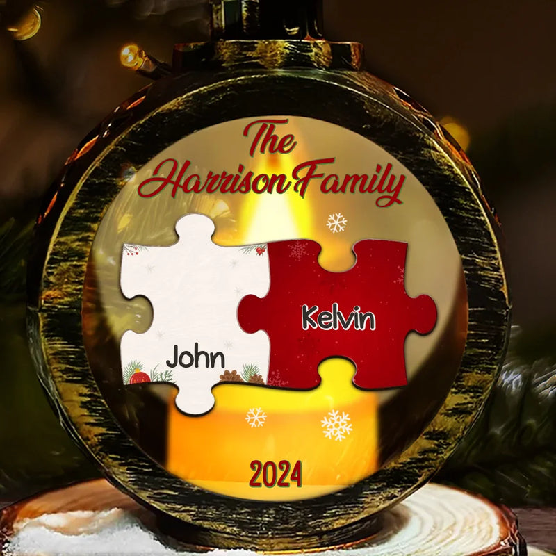 Lighting Up The Holiday Season - Family Personalized Custom Candlelight Lantern Ornament - Christmas Gift For Family Members