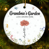 Just As Flowers Bring Color To The Garden, Grandma Bring Joy To Our Hearts - Family Personalized Custom Ornament - Ceramic Round Shaped - Christmas Gift For Grandma
