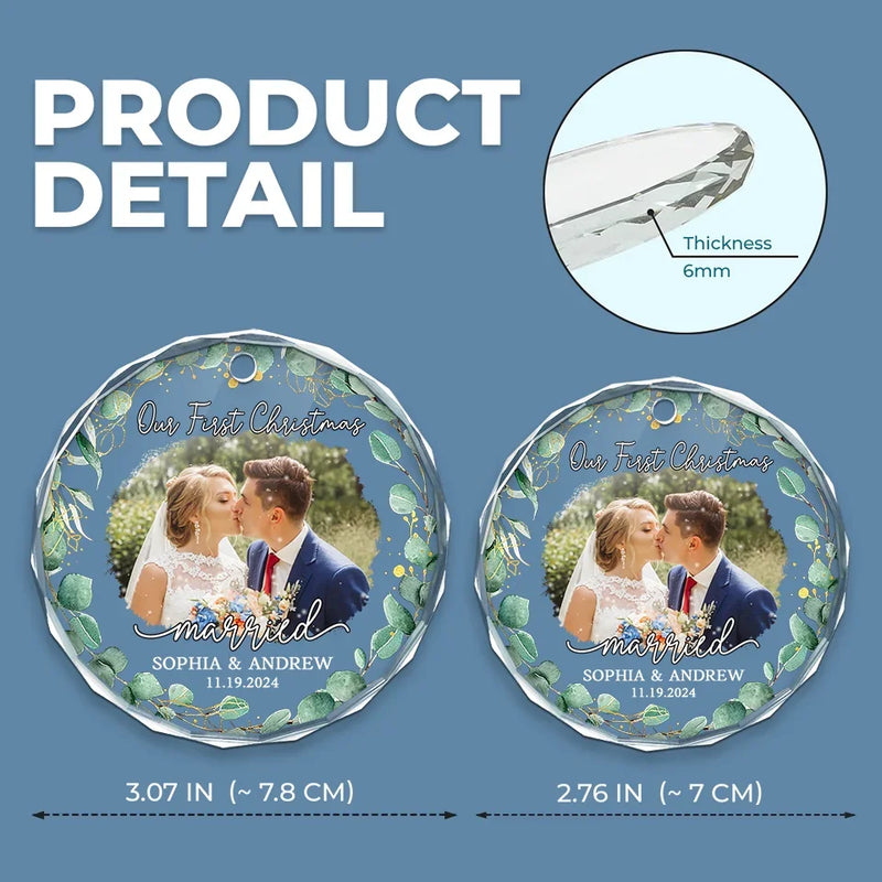 Custom Photo I Want To Be With You Until My Last Page - Couple Personalized Custom Circle Glass Ornament - Christmas Gift For Husband Wife, Anniversary, First Christmas