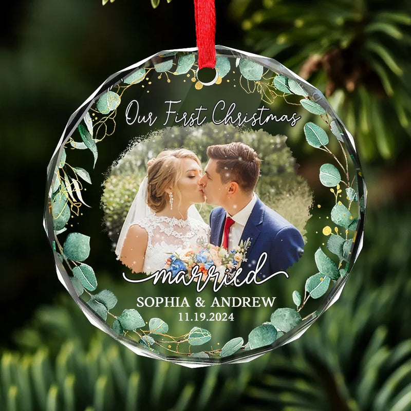 Custom Photo I Want To Be With You Until My Last Page - Couple Personalized Custom Circle Glass Ornament - Christmas Gift For Husband Wife, Anniversary, First Christmas