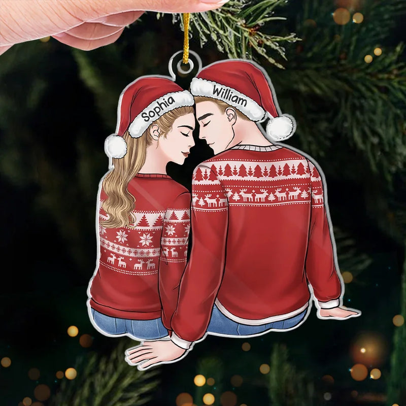 Our Love Lights Up The Holiday Season - Couple Personalized Custom Ornament - Acrylic Custom Shaped - Christmas Gift For Husband Wife, Anniversary