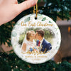 Custom Photo Our First Christmas Married - Couple Personalized Custom Ornament - Ceramic Round Shaped - Christmas Gift For Husband Wife, Anniversary, First Christmas