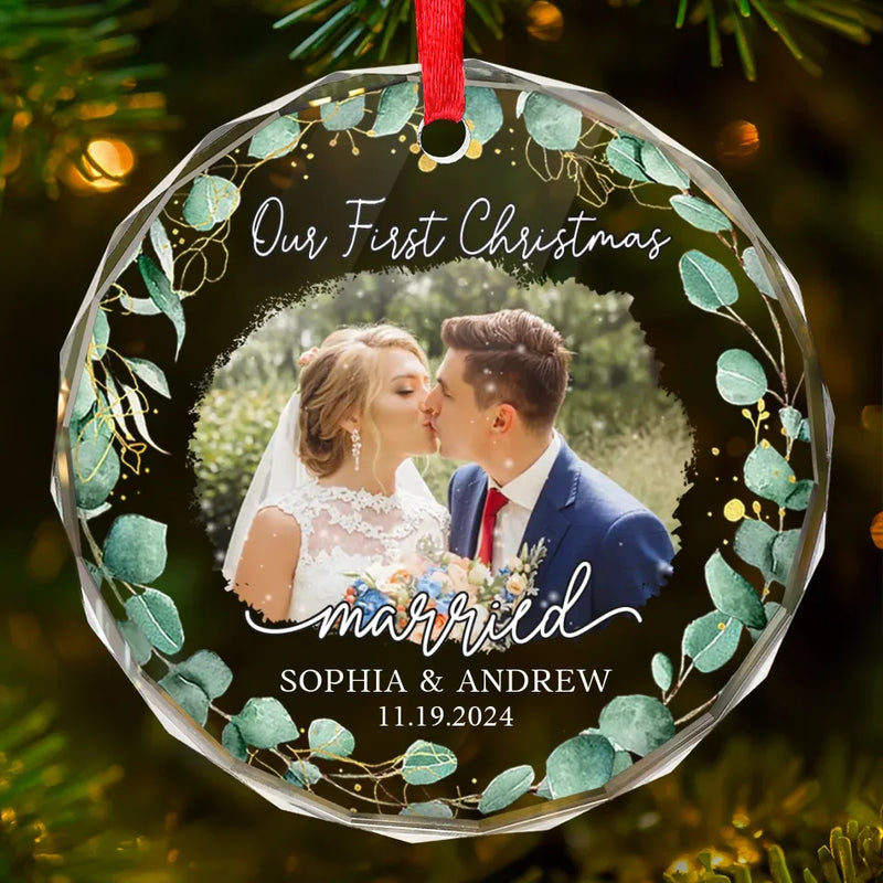 Custom Photo I Want To Be With You Until My Last Page - Couple Personalized Custom Circle Glass Ornament - Christmas Gift For Husband Wife, Anniversary, First Christmas