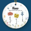 Grandma, Thanks For Helping Me Grow - Family Personalized Custom Ornament - Ceramic Round Shaped - Christmas Gift For Mom, Grandma