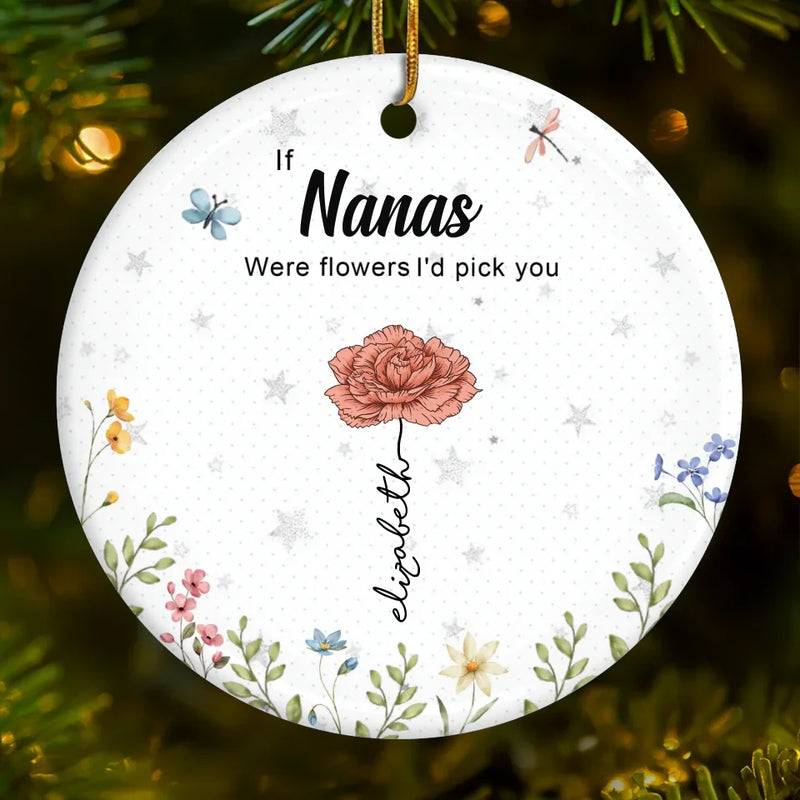 Grandma, Thanks For Helping Me Grow - Family Personalized Custom Ornament - Ceramic Round Shaped - Christmas Gift For Mom, Grandma
