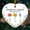 Grandma's Favorite Garden - Family Personalized Custom Ornament - Ceramic Heart Shaped - Christmas Gift For Grandma, Grandkid