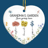 Grandma's Favorite Garden - Family Personalized Custom Ornament - Ceramic Heart Shaped - Christmas Gift For Grandma, Grandkid