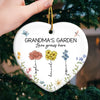 Grandma's Favorite Garden - Family Personalized Custom Ornament - Ceramic Heart Shaped - Christmas Gift For Grandma, Grandkid