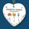 Grandma's Favorite Garden - Family Personalized Custom Ornament - Ceramic Heart Shaped - Christmas Gift For Grandma, Grandkid