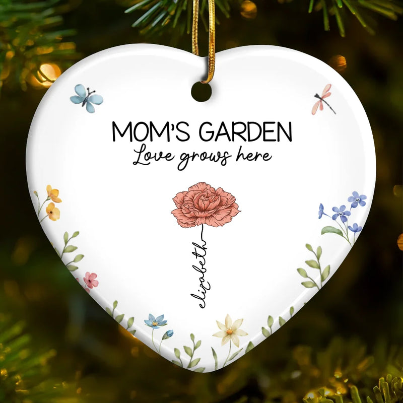 Grandma's Favorite Garden - Family Personalized Custom Ornament - Ceramic Heart Shaped - Christmas Gift For Grandma, Grandkid