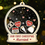 Custom Name First Christmas Married Gifts for Couples - Personalized Shaker Ornament