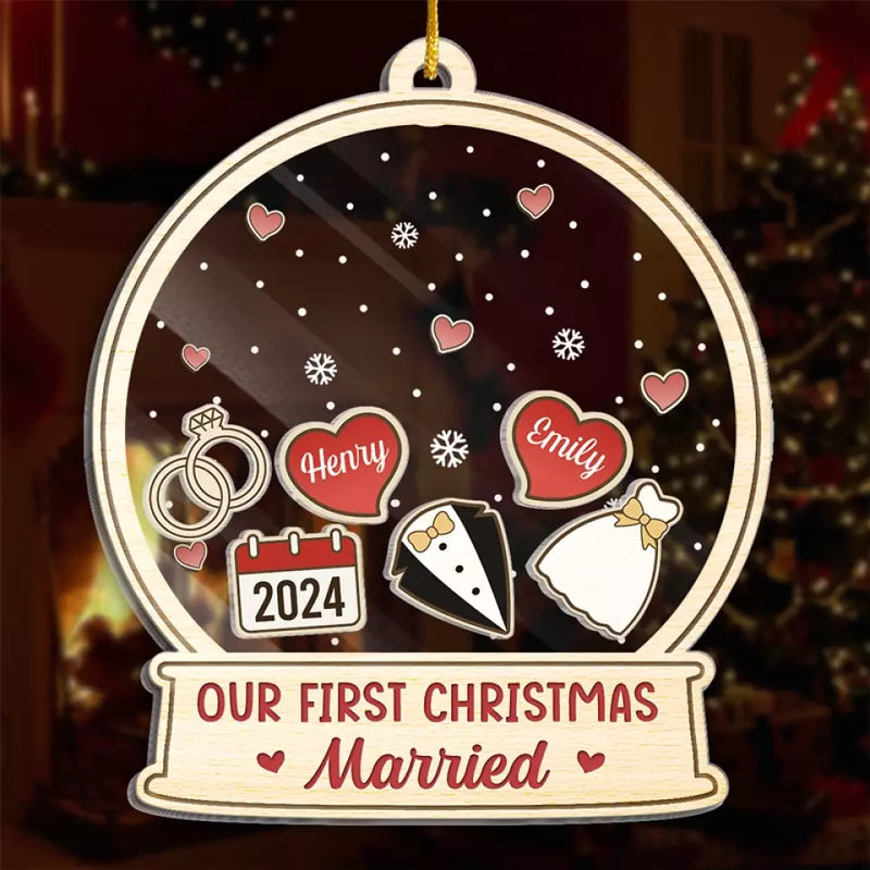 You Make The Season Bright - Couple Personalized Custom 3 Layers Shaker Ornament - New Arrival, Christmas Gift For Husband Wife, Anniversary AMZ