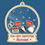 Custom Name First Christmas Married Gifts for Couples - Personalized Shaker Ornament