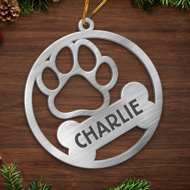 Custom Name Dog Christmas Gifts - Personalized Metal Ornament