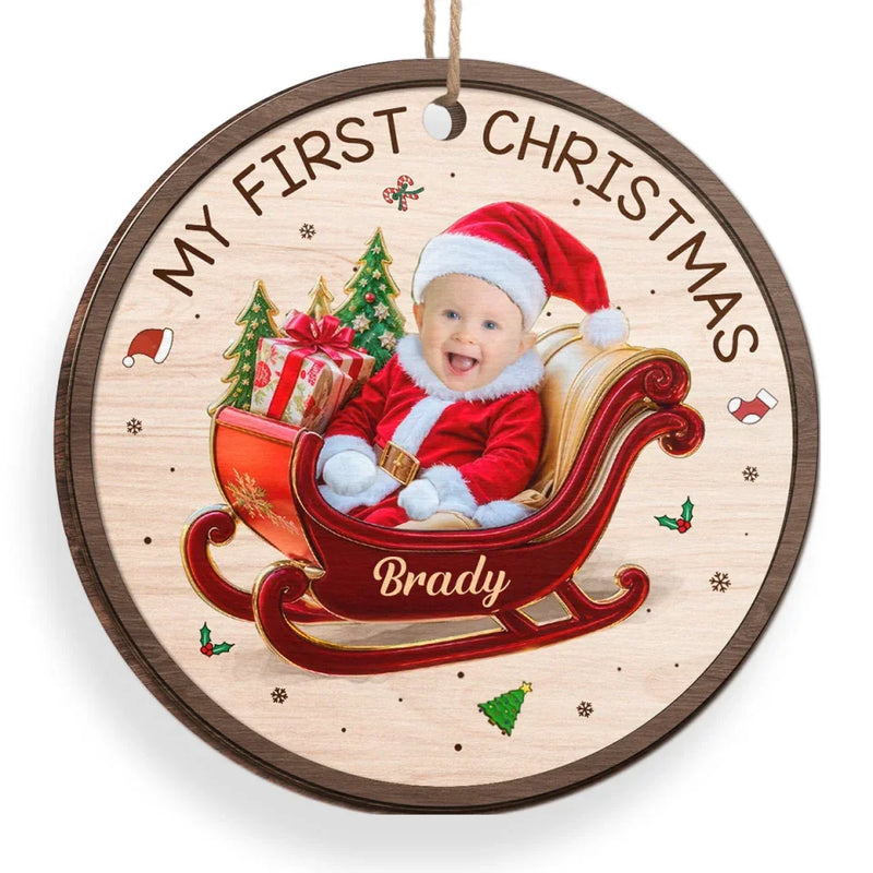 Custom Photo Your First Christmas Is A Gift We’ll Cherish Forever - Family Personalized Custom Ornament - Wood Custom Shaped - Christmas Gift For Baby Kids, Newborn Baby, First Christmas