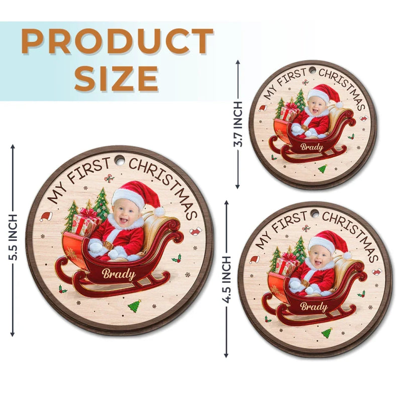 Custom Photo Your First Christmas Is A Gift We’ll Cherish Forever - Family Personalized Custom Ornament - Wood Custom Shaped - Christmas Gift For Baby Kids, Newborn Baby, First Christmas