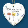 Mother & Daughters Forever Linked Together - Family Personalized Custom Ornament - Ceramic Heart Shaped - Christmas Gift For Mom, Daughter