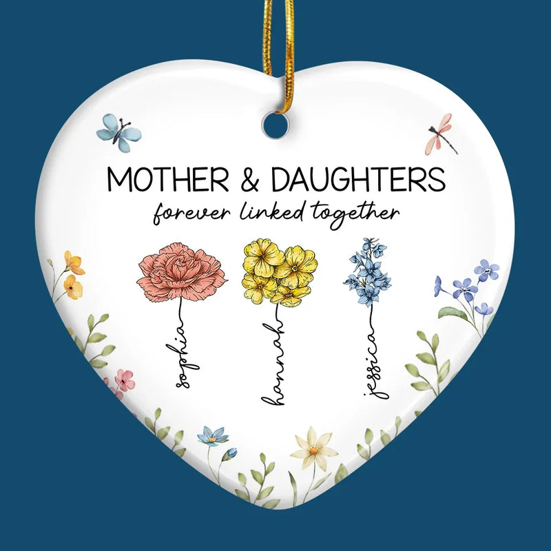 Custom Name Mother and Daughter Christmas Gifts - Personalized Ceramic Ornament