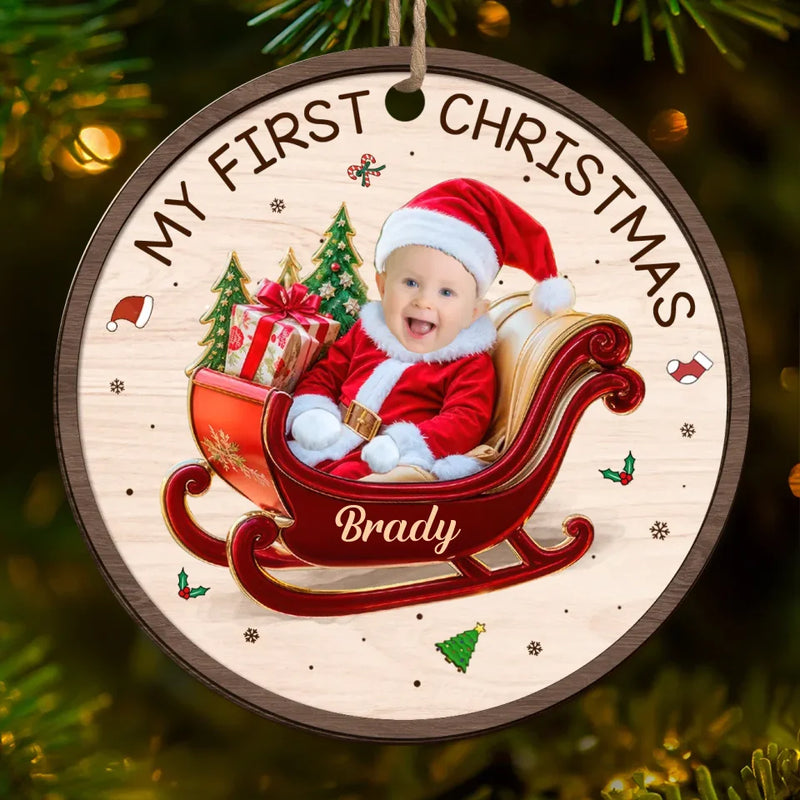 Custom Photo Your First Christmas Is A Gift We’ll Cherish Forever - Family Personalized Custom Ornament - Wood Custom Shaped - Christmas Gift For Baby Kids, Newborn Baby, First Christmas