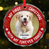 Custom Photo Joy To The World, My Pet Has Come - Dog & Cat Personalized Custom Circle Glass Ornament - Christmas Gift For Pet Owners, Pet Lovers, First Christmas