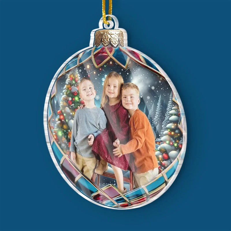 Custom Photo Family Makes The Season Brighter - Family Personalized Custom Ornament - Acrylic Custom Shaped - Christmas Gift For Family Members