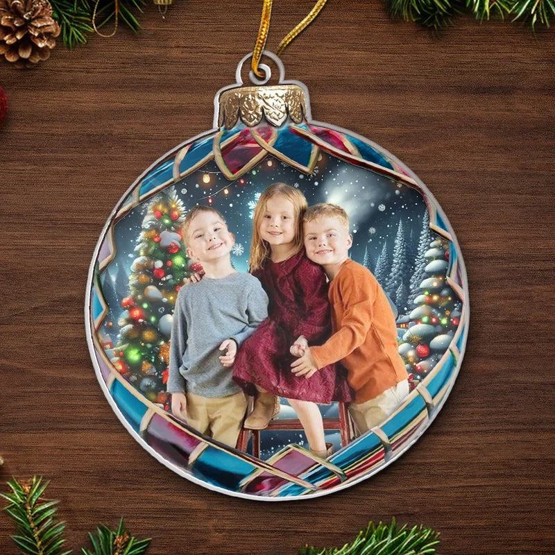 Custom Photo Family Makes The Season Brighter - Family Personalized Custom Ornament - Acrylic Custom Shaped - Christmas Gift For Family Members