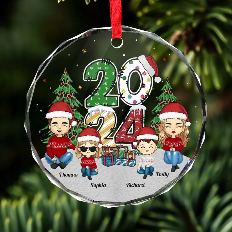 Every Moment With Them Is A Treasure - Family Personalized Custom Circle Glass Ornament - Christmas Gift For Family Members