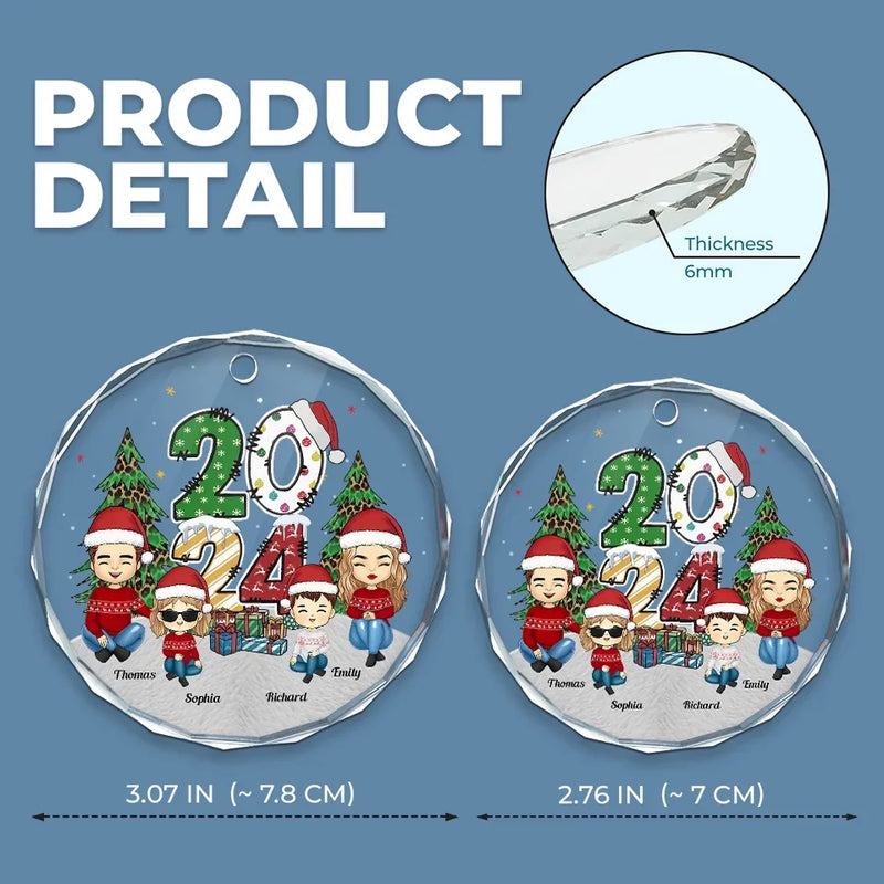 Every Moment With Them Is A Treasure - Family Personalized Custom Circle Glass Ornament - Christmas Gift For Family Members