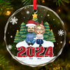 We Clap Hands And Welcome The Peace Of Christmas - Family Personalized Custom Circle Glass Ornament - Christmas Gift For Family Members
