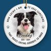 Custom Photo No Longer By My Side But Forever In My Heart - Memorial Personalized Custom Ornament - Ceramic Round Shaped - Sympathy Gift, Christmas Gift For Pet Owners, Pet Lovers