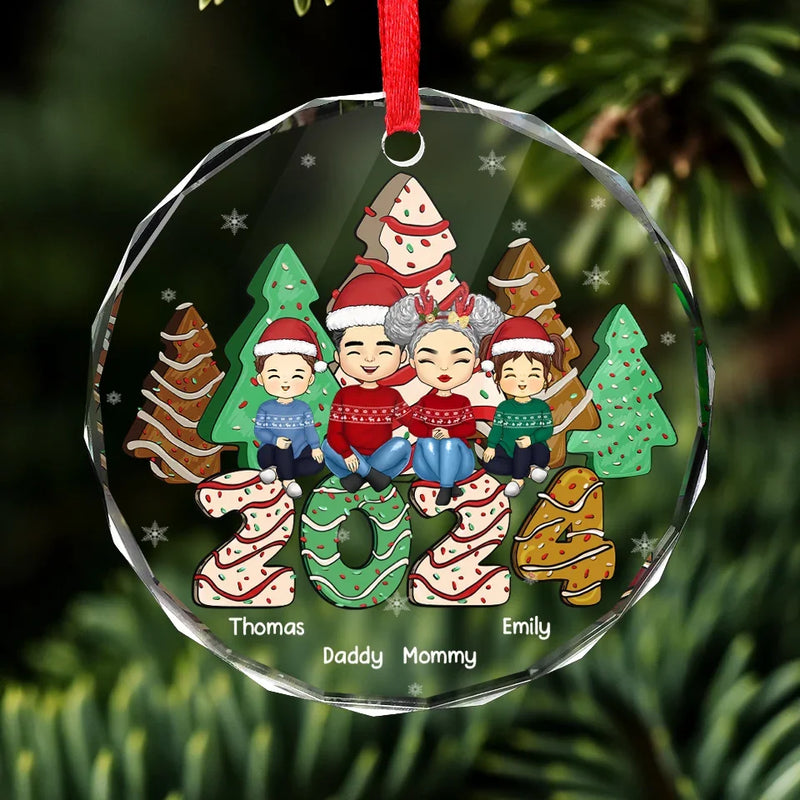 A Family Christmas Is A Celebration Of Love - Family Personalized Custom Circle Glass Ornament - Christmas Gift For Family Members