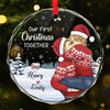 Our First Christmas - Couple Personalized Custom Circle Glass Ornament - Gift For Husband Wife, Anniversary, First Christmas