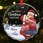 Custom Name First Christmas Couple Gifts - Personalized Glass Ornament