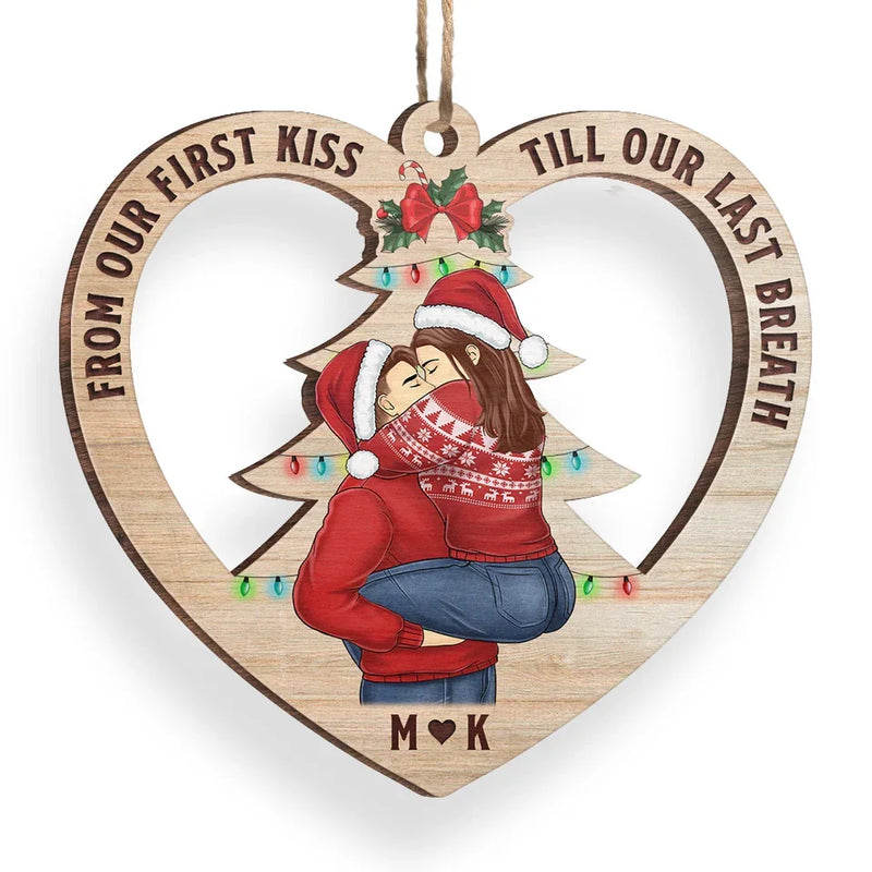 Having The Merriest Christmas With The Love Of My Life - Couple Personalized Custom Ornament - Wood Custom Shaped - Christmas Gift For Husband Wife, Anniversary
